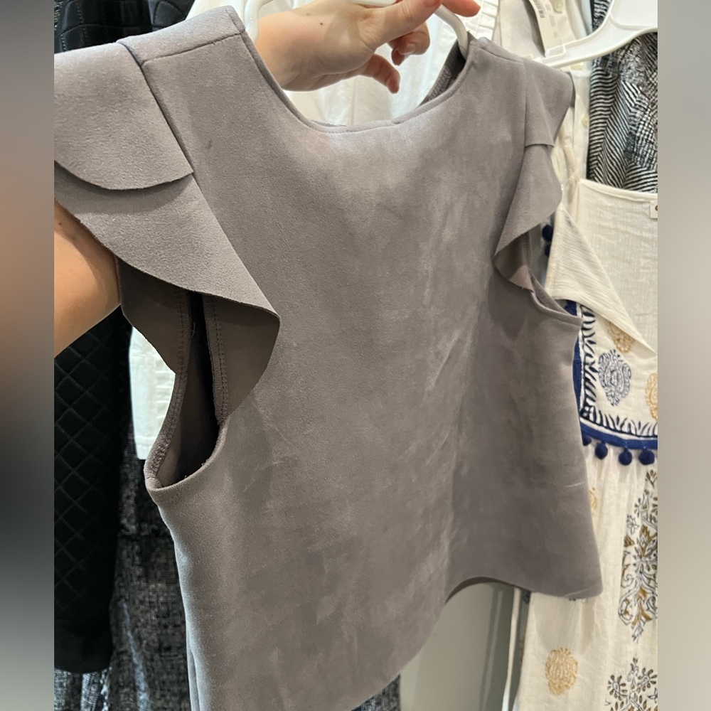 Aqua faux suede top